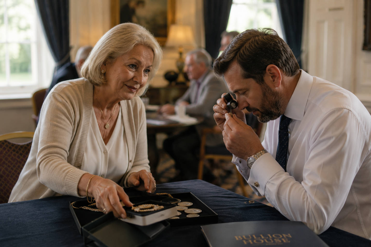 A Bullion House gold and precious metals advisor in a London office